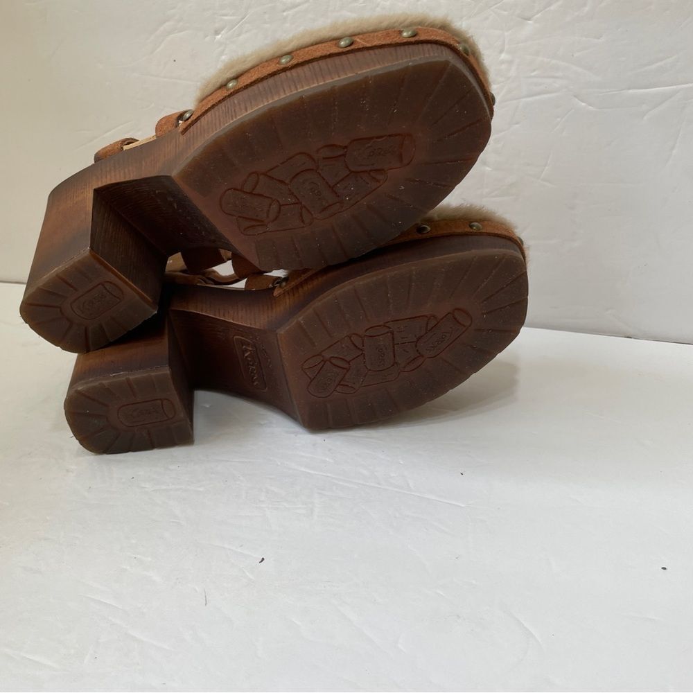 KORKS FAUX FUR‎ CLOGS WITH WOODEN BLOCK HEEL - Picture 6 of 7